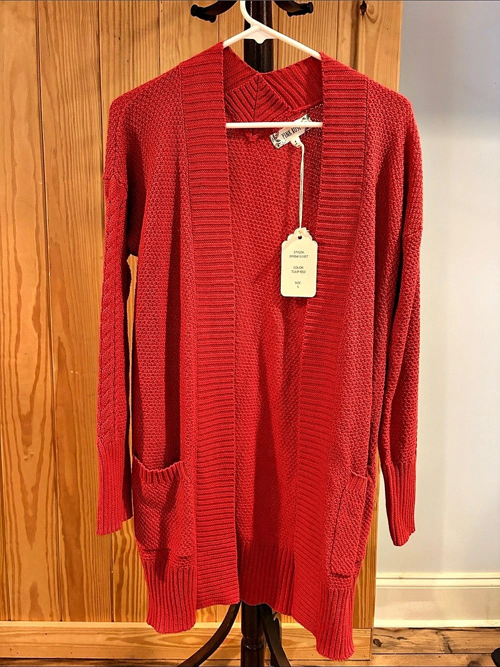 Pink Rose Red Knit Cardigan Size Small NWT